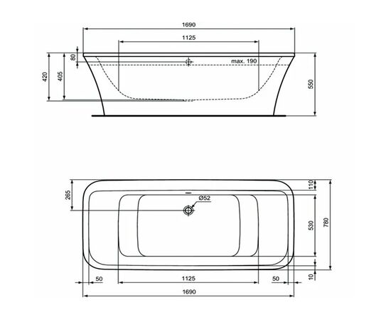 Ванна пристенная ideal standard 180x80 tonic ii e399601 комплект в Астане фото № 2