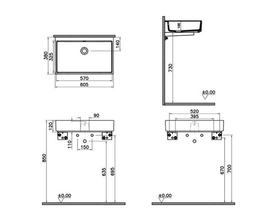 раковина накладная vitra archiplan 7404b003-0012 60см в Астане фото № 2