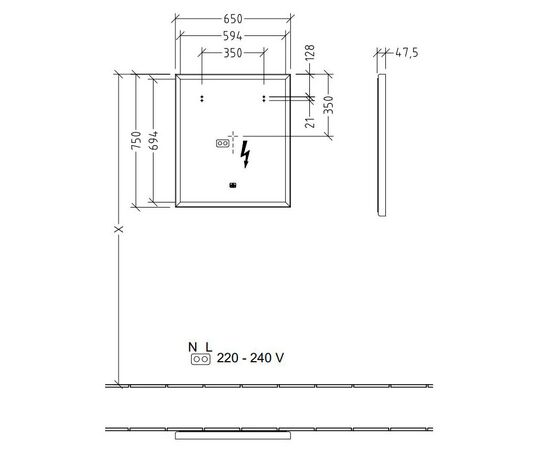 Зеркало villeroy&boch subway 3.0 a4636500 65 с подсветкой led в Астане фото № 2