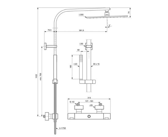 Душевая система ideal standard ceratherm t 100 a7542aa 115.4 с термостатом в Астане фото № 3