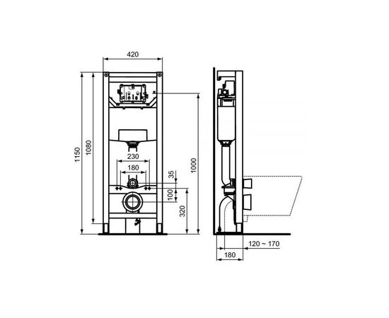 Комплект ideal standard connect: унитаз e047901 c инсталляцией r020467 и кнопкой oleas m3 r0123jg в Астане фото № 2