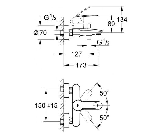 смеситель для ванны grohe eurostyle cosmopolitan 33591002 в Астане фото № 2