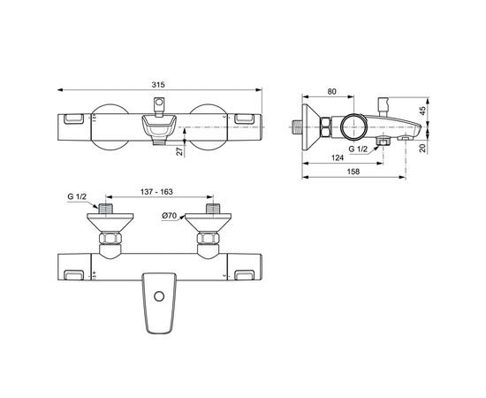 смеситель для ванны ideal standard ceratherm a7206aa с термостатом в Астане фото № 2