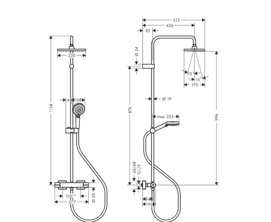 Душевая система hansgrohe vernis shape 26286000 230 термостат в Астане фото № 2