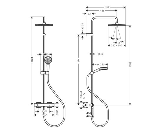 Душевая система hansgrohe vernis shape 26427670 240 черная матовая с термостатом в Астане фото № 4