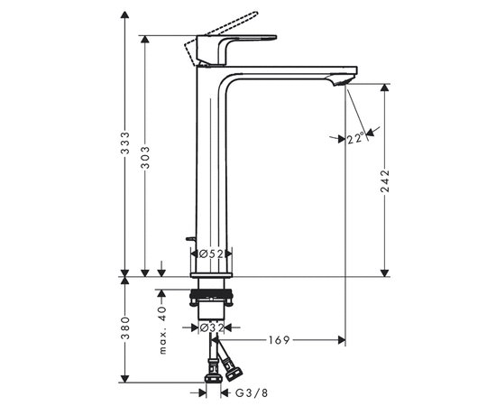 смеситель для раковины hansgrohe rebris s 72580670 высокий в Астане фото № 2