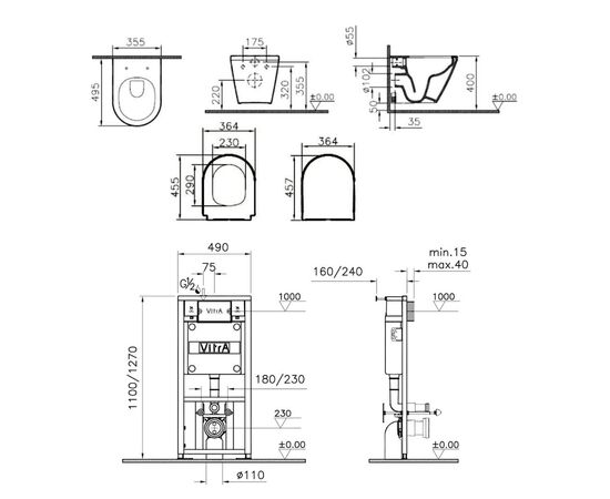 унитаз подвесной vitra integra round 9856b003-7205 безободковый в Астане фото № 2