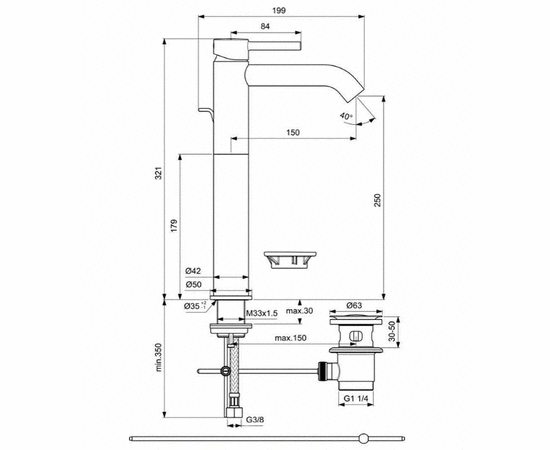 смеситель для раковины ideal standard ceraline bc194aa в Астане фото № 2