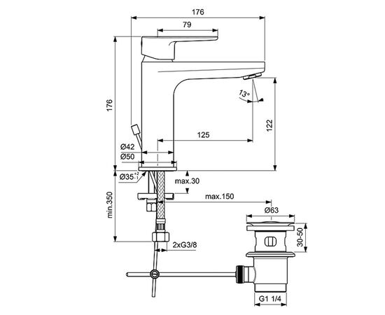 смеситель для раковины ideal standard cerafine o bc699xg черный матовый в Астане фото № 3