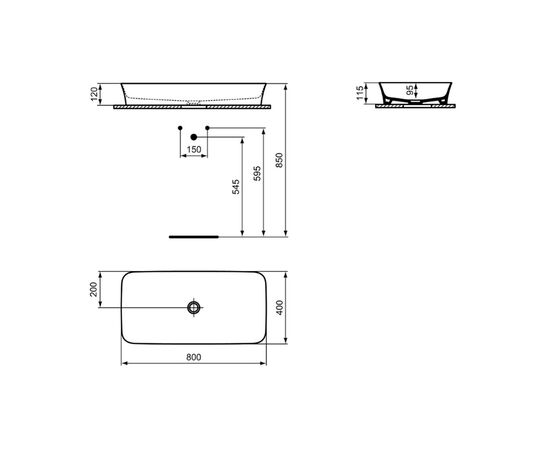 раковина накладная ideal standard ipalyss e139101 80x40 в Астане фото № 3