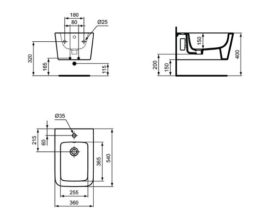 Биде подвесное ideal standard blend cube t368701 в Астане фото № 2