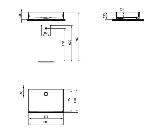 раковина накладная ideal standard extra t374001 60x40 в Астане фото № 5