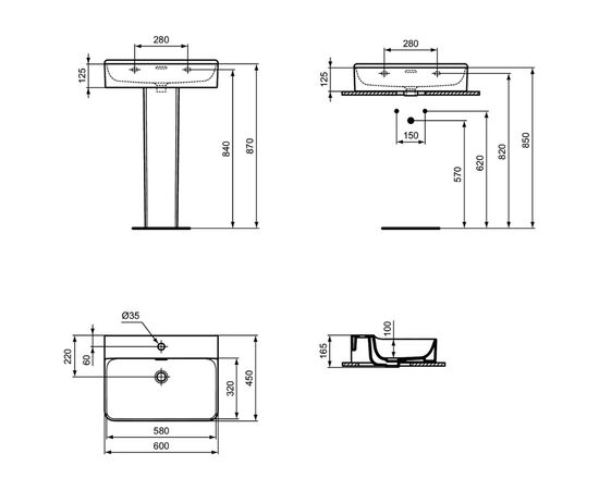 раковина накладная ideal standard conca t3818v1 60x45 в Астане фото № 5