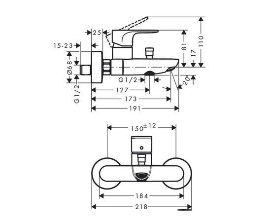смеситель для ванны hansgrohe rebris s 72440670 черный в Астане фото № 2