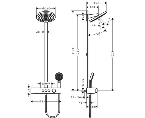 Душевая система hansgrohe showerpipe pulsify s 24240000 термостат в Астане фото № 2