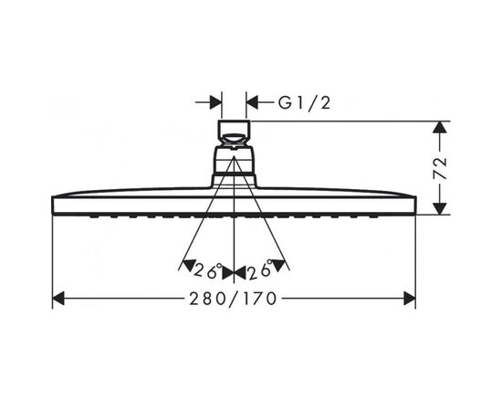 Верхний душ hansgrohe croma e 26257000 280 1jet хром в Астане фото № 2