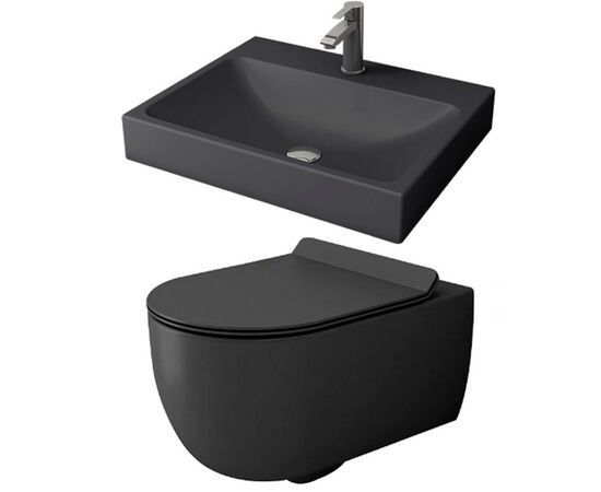 Подвесной унитаз bocchi v-tondo 1416-020-0129 с раковиной scala 1077-020-0126 в Астане фото № 1