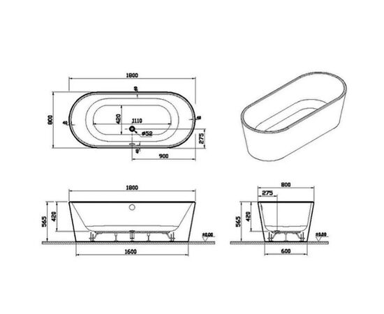 Ванна акриловая vitra geo 65380006000 180x80 в Астане фото № 5