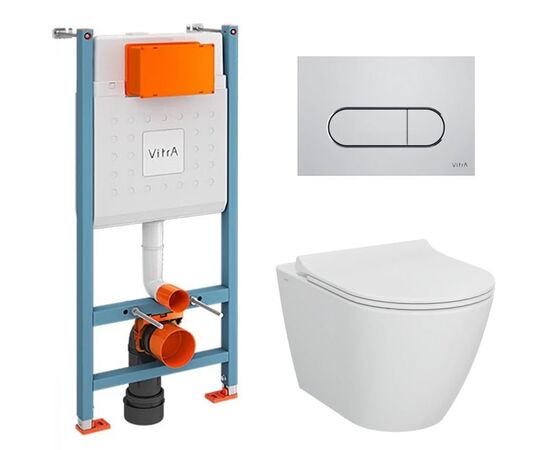 унитаз с инсталляцией 4в1 vitra sanibelle 9878b003-7200 безободковый в Астане фото № 1