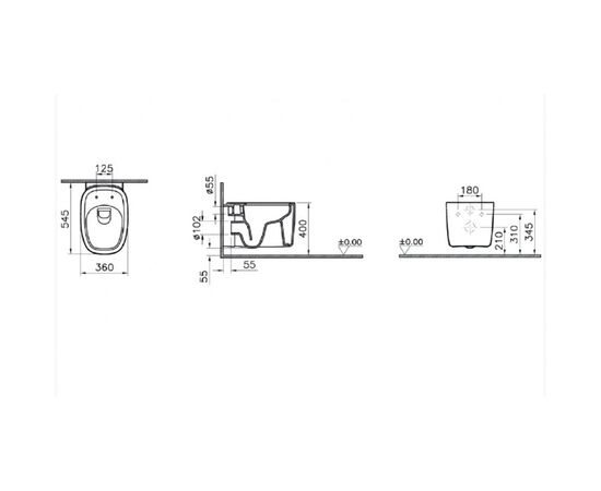 унитаз подвесной vitra plural 7830b483-0075 безободковый в Астане фото № 2