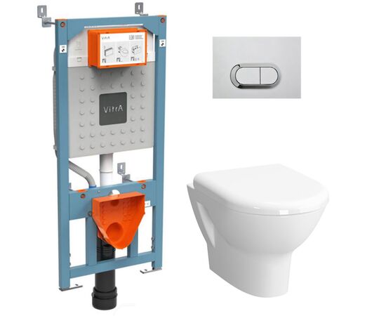 унитаз с инсталляцией 4в1 vitra v-fix core 700-1873, zentrum 5795b003-0850 функция биде, клавиша хром в Астане фото № 1