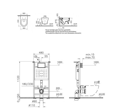 унитаз с инсталляцией 4в1 vitra v-fix core 800-1874, bella 4449b003-0101, клавиша root r черная в Астане фото № 2