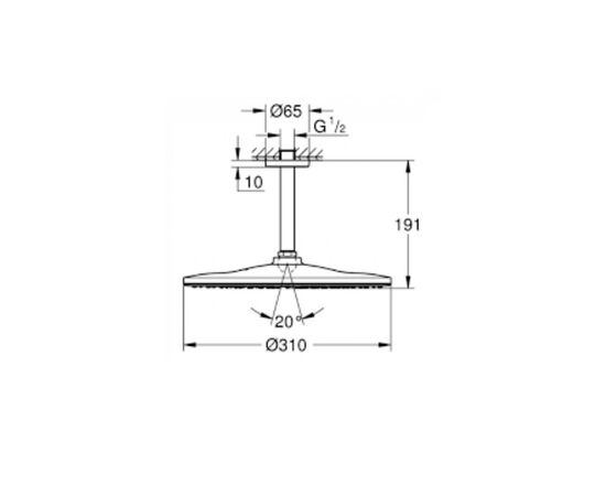 Верхний душ с кронштейном grohe rainshower 310 22122kf0, 142, черный в Астане фото № 2