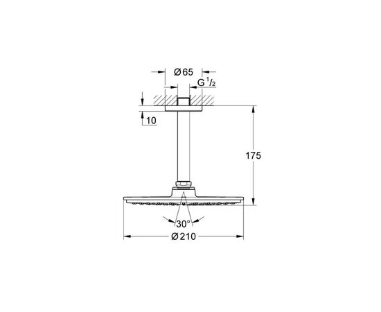 Верхний душ с кронштейном grohe rainshower cosmopolitan 210 26053000, хром в Астане фото № 2