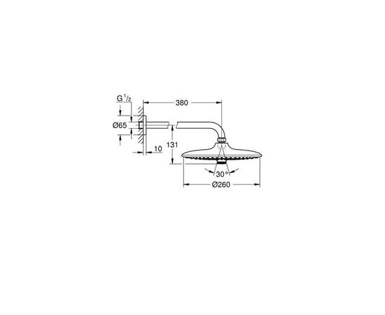 Верхний душ с кронштейном grohe euphoria 260 26458000, 380, 3 режима струи, хром в Астане фото № 2