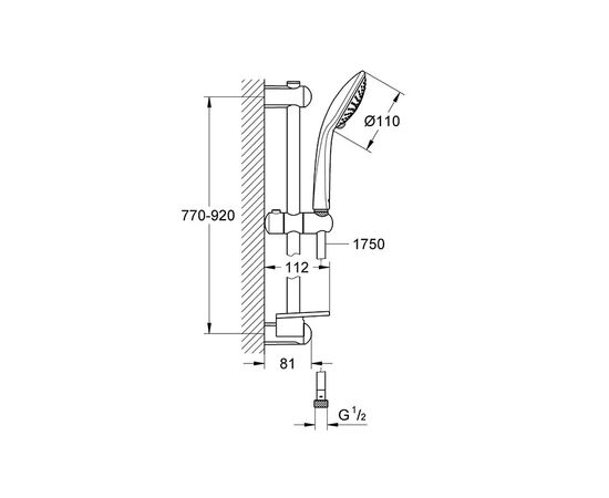 Душевой гарнитур grohe euphoria 110 champagne 27227001, 900, хром в Астане фото № 2