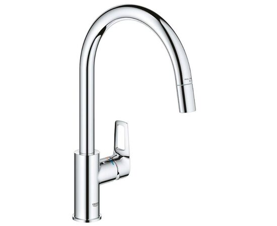 смеситель для кухни grohe bauloop 30543000, выдвижной излив, хром в Астане фото № 1