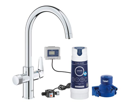 смеситель для кухни grohe blue pure baucurve 30581000 с фильтром, хром в Астане фото № 1