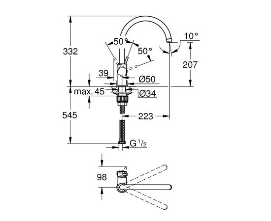 смеситель для кухни grohe bauclassic 31234001, хром в Астане фото № 2