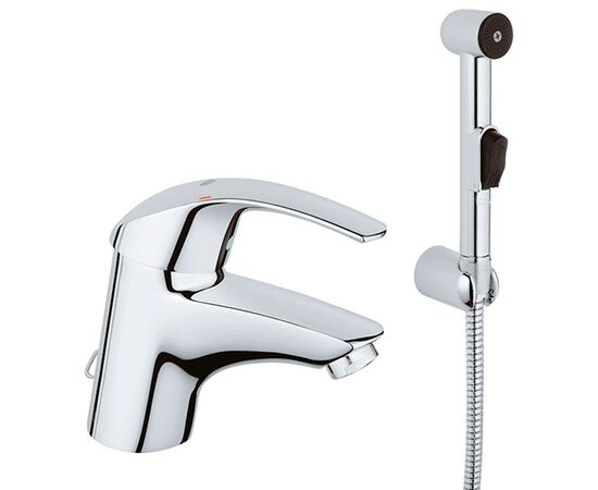 смеситель для раковины grohe eurosmart 33462001 с гигиеническим душем и цепочкой в Астане фото № 1