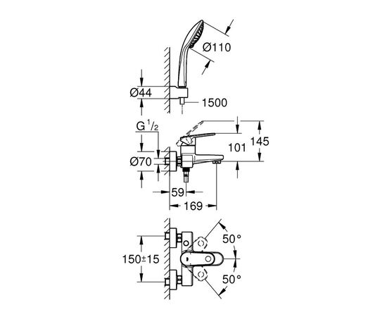 смеситель для ванны grohe europlus 33547002, хром в Астане фото № 2