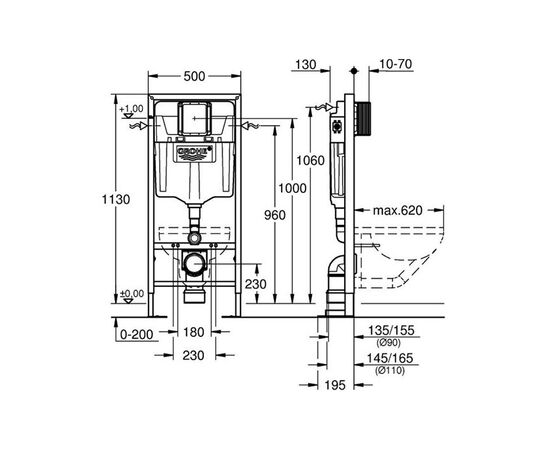 усиленная инсталляция для унитаза grohe rapid sl 38584001 в Астане фото № 2