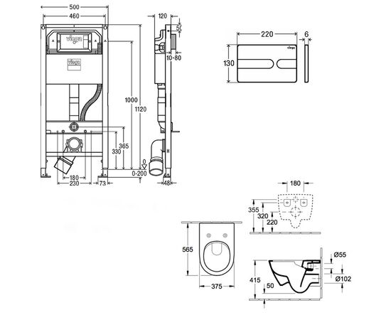 унитаз с инсталляцией 4в1 villeroy&boch subway 2.0 5614r201 792862 в Астане фото № 2