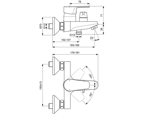 смеситель для ванны ideal standard cerafine d bc494aa в Астане фото № 2