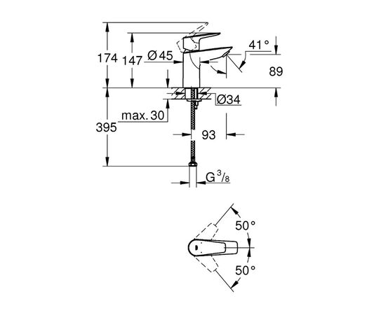 смеситель для раковины grohe bauedge 23330001, хром в Астане фото № 2