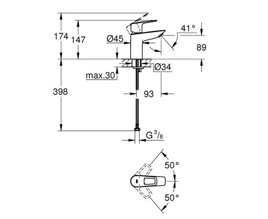 смеситель для раковины grohe bauloop 23337001, хром в Астане фото № 2