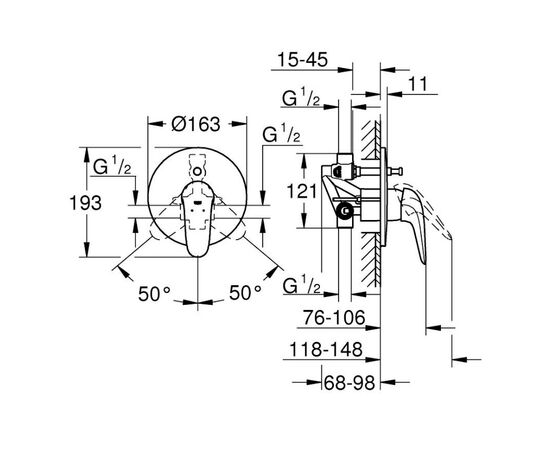 Cмеситель для ванны grohe eurostyle 23730003 со встраиваемым механизмом, хром в Астане фото № 2