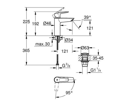 смеситель для раковины grohe quickfix start 237462432, черный матовый в Астане фото № 2
