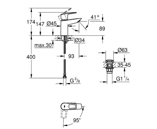 смеситель для раковины grohe bauloop 23883001, хром в Астане фото № 2