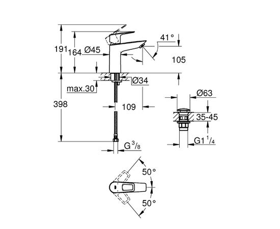 смеситель для раковины grohe bauloop 23886001, хром в Астане фото № 2