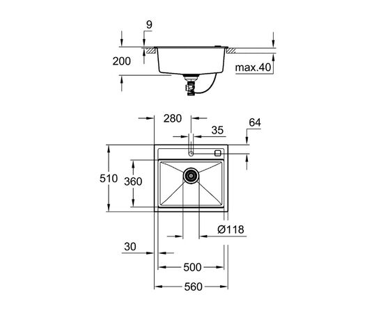 Кухонная мойка grohe k700 31651at0, серый гранит в Астане фото № 3