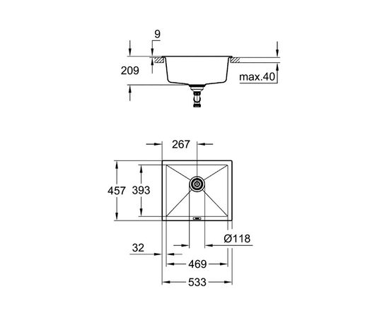 Кухонная мойка grohe k700u 31654ap0, черный гранит в Астане фото № 4