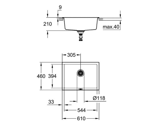 Кухонная мойка grohe k700 31655ap0, черный гранит в Астане фото № 4