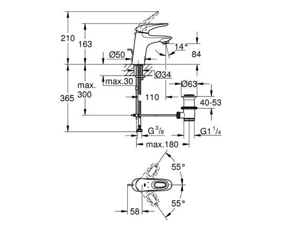 смеситель для раковины grohe eurostyle s 33558003, хром в Астане фото № 3
