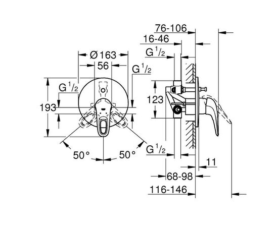 Встраиваемый смеситель для ванны grohe eurostyle 33637003 с механизмом, хром в Астане фото № 2