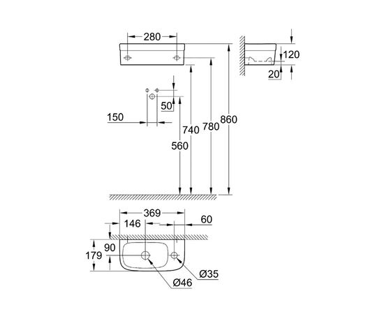раковина компактная grohe euro ceramic 39327000 37см в Астане фото № 3